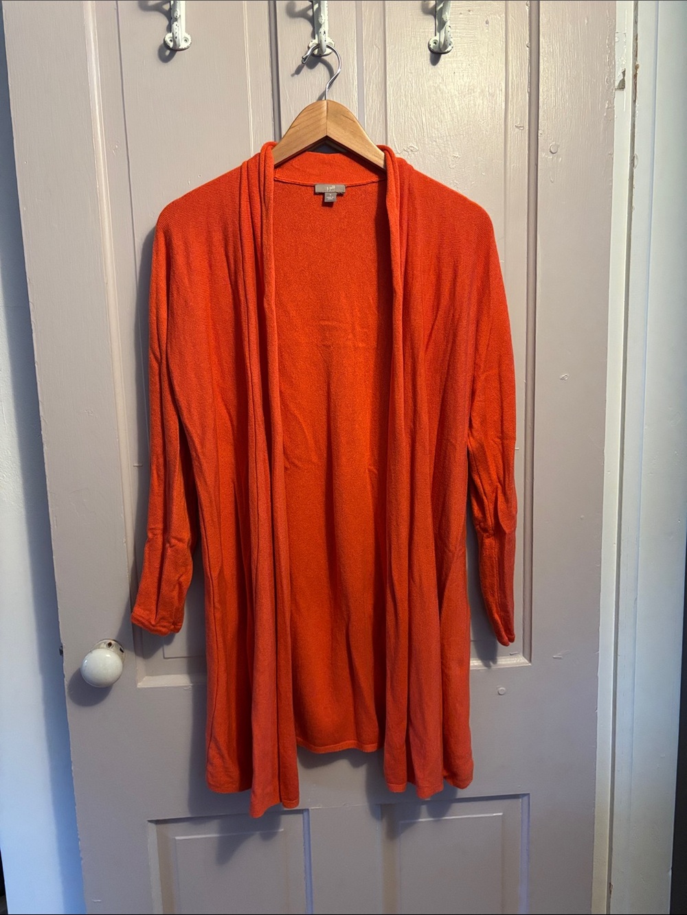 J Jill Open-Front Orange Cardigan